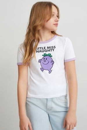 T Shirts C&A Mr. Men Little Miss Sleeve Fille Blanche | EL0781239