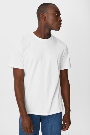 T Shirts C&A Multipack Of 2Organic Coton Homme Blanche | XQ4815206