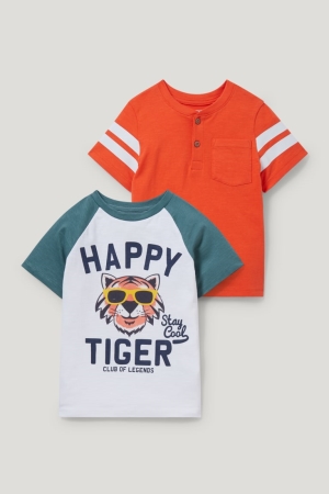 T Shirts C&A Multipack Of 2 Sleeve Garcon Blanche | CH8951230