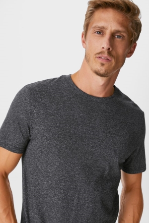 T Shirts C&A Multipack Of 3Organic Coton Homme Noir Blanche | FK6374108
