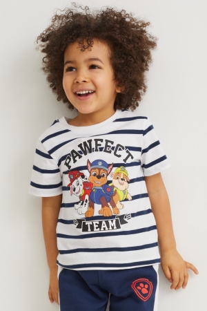 T Shirts C&A Multipack Of 3 Paw Patrol Sleeve Garcon Bleu Foncé | DL0519287