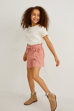 T Shirts C&A Multipack Of 3 Sleeve Fille Blanche | FR3945078