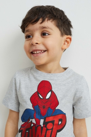 T Shirts C&A Multipack Of 3 Spider-man Sleeve Garcon Bleu Foncé | UG4187620