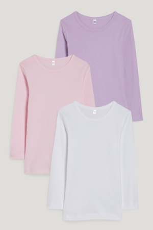 T Shirts C&A Multipack Of 3 Vest Organic Coton Fille Rose | UN6125497