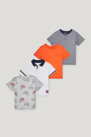 T Shirts C&A Multipack Of 4 Sleeve Garcon Orange | QH6130987