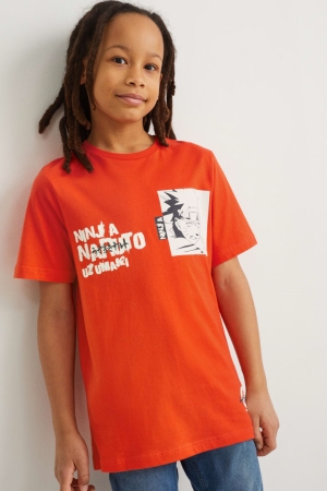 T Shirts C&A Naruto Sleeve Garcon Orange | UK9281307