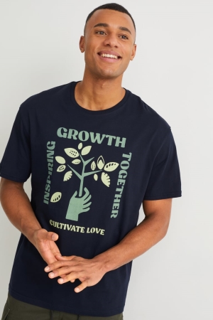 T Shirts C&A Organic Coton Cradle To Cradle Certified® Gold Homme Bleu Foncé | QH1340579
