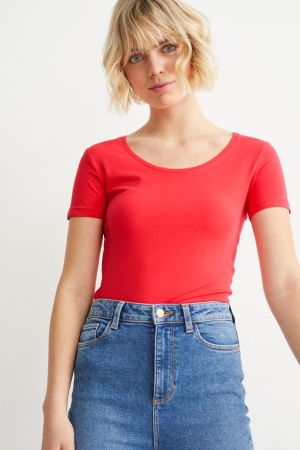 T Shirts C&A Organic Coton Femme Rouge | VR1396807