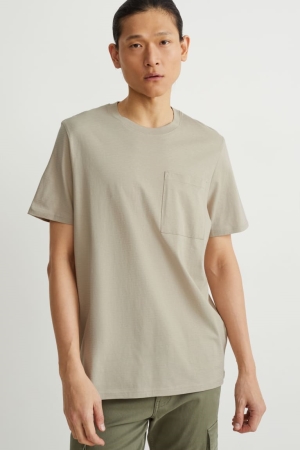 T Shirts C&A Organic Coton Homme Beige | SM9740631