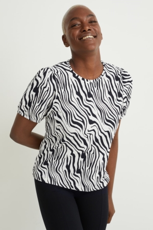 T Shirts C&A Patterned Femme Noir Blanche | BX4509831