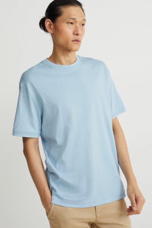 T Shirts C&A Pima Coton Homme Bleu Clair | NE7293106