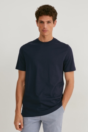 T Shirts C&A Pima Coton Homme Bleu Foncé | UK8534970