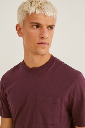 T Shirts C&A Pima Coton Homme Bordeaux | FC8015263
