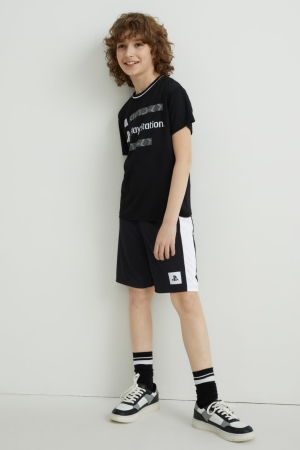 T Shirts C&A Playstation Set Sleeve And 2 Piece Garcon Noir | WX7839164