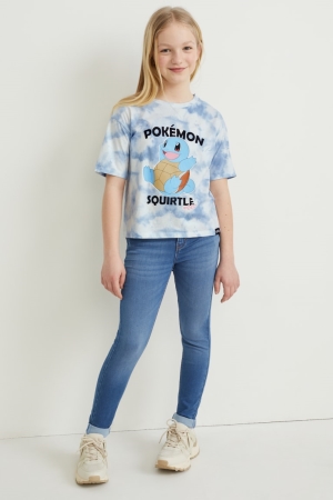 T Shirts C&A Pokémon Sleeve Fille Blanche Bleu Clair | QL9072138
