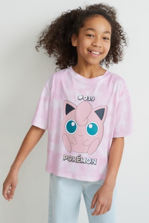 T Shirts C&A Pokémon Sleeve Fille Rose | MD5276340