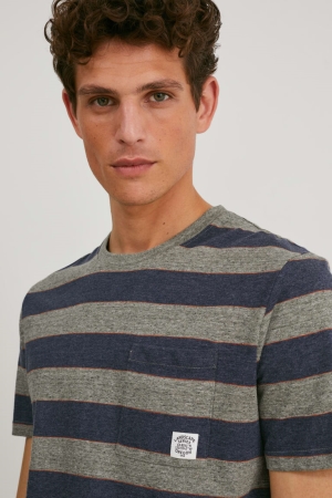 T Shirts C&A Recycled Rayé Homme Bleu Foncé | RU3257409