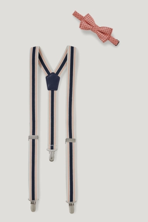 T Shirts C&A Set Bow Tie And Braces 2 Piece Garcon Bleu Foncé | ZO9647820