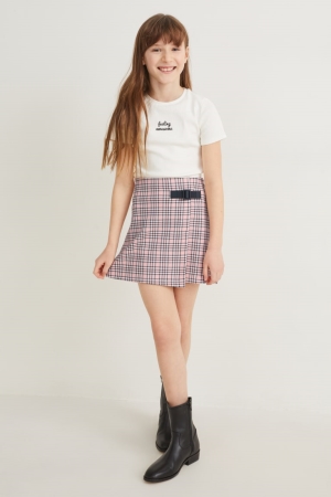 T Shirts C&A Set Sleeve And 2 Piece Fille Blanche | AY0915763
