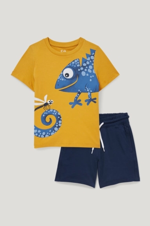 T Shirts C&A Set Sleeve And In-conversion Coton Garcon Jaune | NL6471032