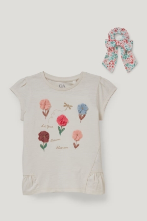 T Shirts C&A Set Sleeve And Scrunchie 2 Piece Fille Blanche | FY8574903
