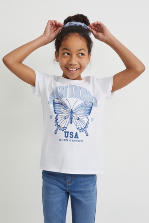 T Shirts C&A Set Sleeve And Scrunchie 2 Piece Fille Blanche | TV6428137