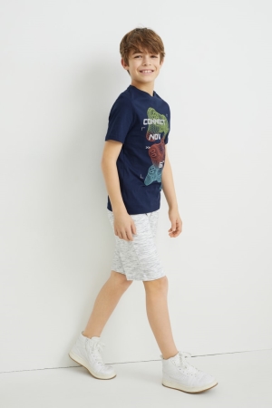 T Shirts C&A Set Sleeve And Sweat Garcon Bleu Foncé | PV6382509