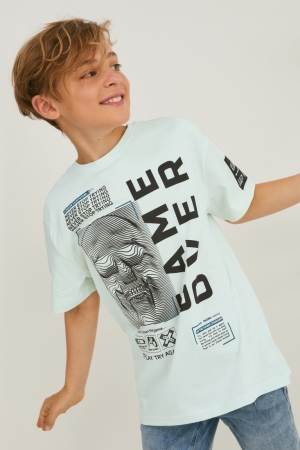 T Shirts C&A Sleeve Garcon Menthe Vert | NE9534627