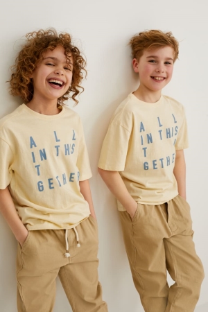T Shirts C&A Sleeve Genderneutral Garcon Jaune Clair | JI2430971