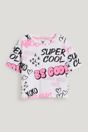 T Shirts C&A Sleeve In-conversion Coton Fille Blanche | OT9482506