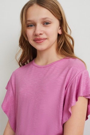T Shirts C&A Sleeve Shiny Fille Violette Clair | HR0697438