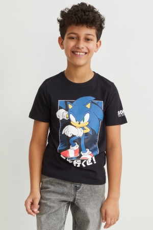 T Shirts C&A Sonic Sleeve With In-conversion Coton Garcon Noir | SP6457193
