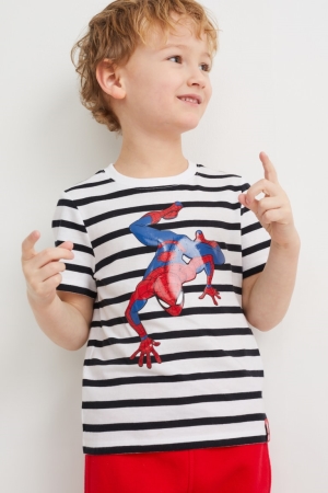T Shirts C&A Spider-man Sleeve Rayé Garcon Blanche | WD9837140