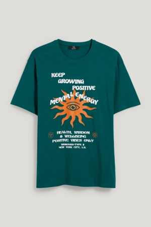 T Shirts C&A With In-conversion Coton Homme Vert | QJ5742613