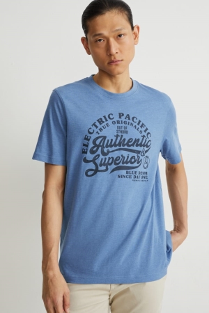 T Shirts C&A With Recycled Polyester Homme Bleu | LP0241539