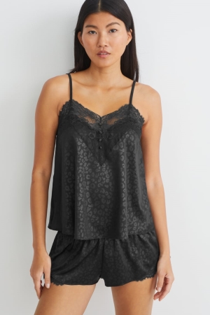 Vêtement De Nuit C&A Pyjama Femme Noir | CJ4816592