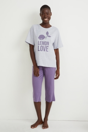 Vêtement De Nuit C&A Pyjamas Femme Grise Clair | JY8410623