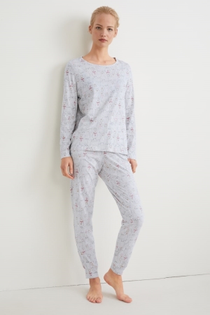 Vêtement De Nuit C&A Pyjamas Femme Grise Clair | PQ6508924