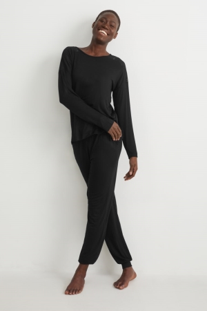 Vêtement De Nuit C&A Pyjamas Femme Noir | FY2187390