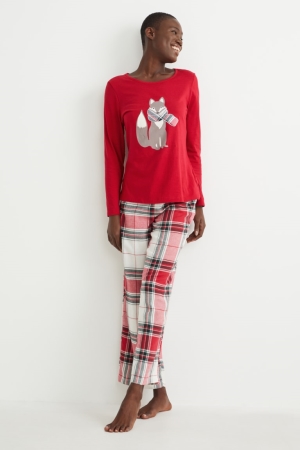 Vêtement De Nuit C&A Pyjamas Femme Rouge | UM9108763