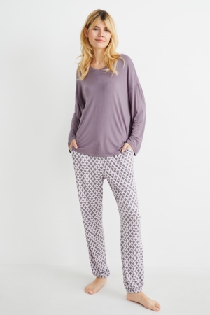 Vêtement De Nuit C&A Pyjamas Femme Violette | SO0451237