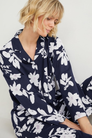 Vêtement De Nuit C&A Pyjamas Floral Femme Bleu Foncé | AE1543902