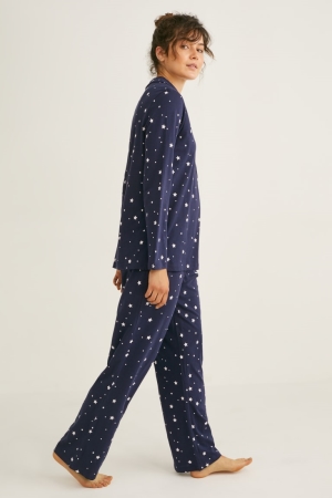 Vêtement De Nuit C&A Pyjamas Patterned Femme Bleu Foncé | NZ9271043