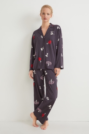 Vêtement De Nuit C&A Pyjamas Peanuts Femme Grise Foncé | BP7945810