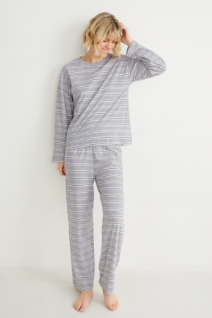 Vêtement De Nuit C&A Pyjamas Rayé Femme Grise Clair | OD1527984