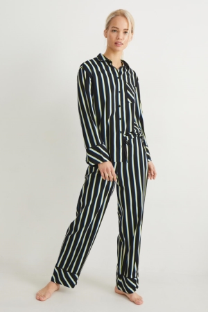 Vêtement De Nuit C&A Pyjamas Rayé Femme Noir | UH5967032