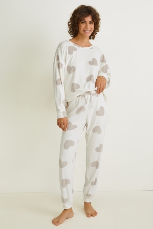 Vêtement De Nuit C&A Velour Pyjamas Femme Blanche | VJ0296837